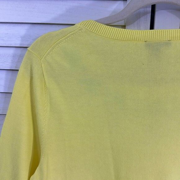 Talbots Sweater Size Medium Yellow Pineapple Hand Beaded NWOT - Picture 8 of 10